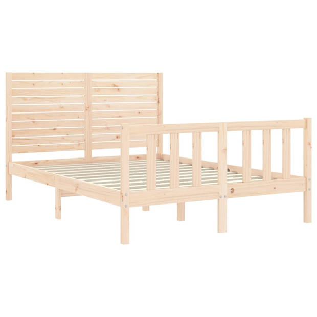 vidaXL Bedframe met hoofdbord massief hout