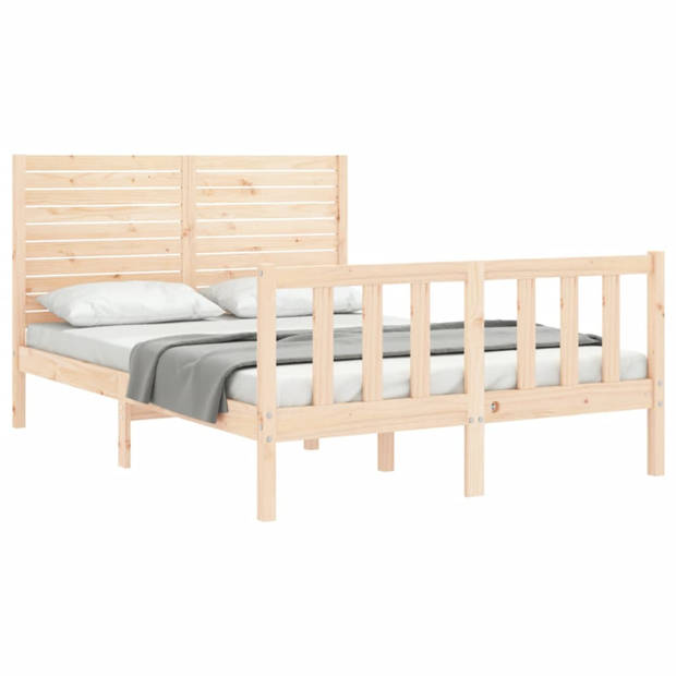 vidaXL Bedframe met hoofdbord massief hout