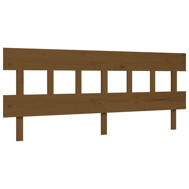 vidaXL Bedframe met hoofdbord massief hout honingbruin 200x200 cm