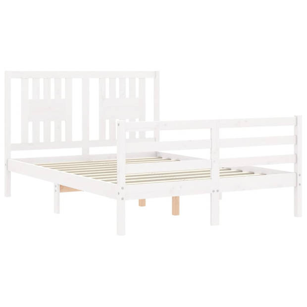 vidaXL Bedframe met hoofdbord massief hout wit