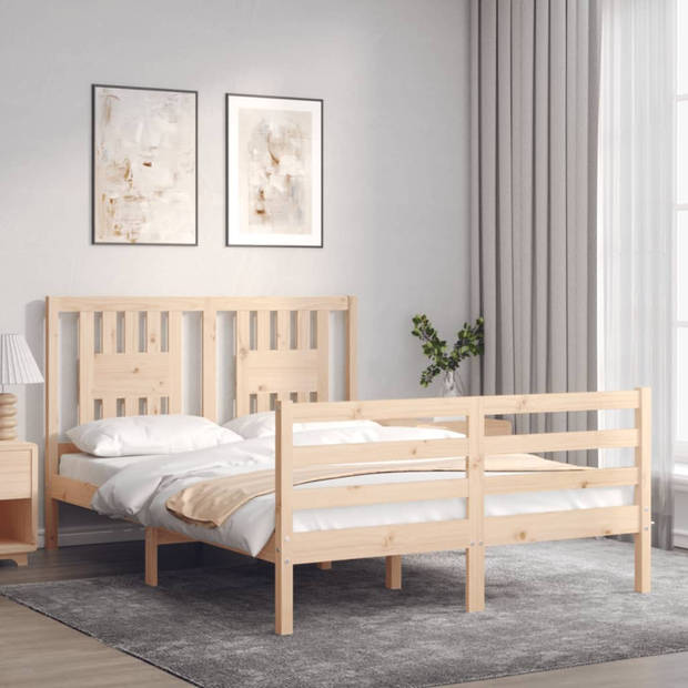 vidaXL Bedframe met hoofdbord massief hout