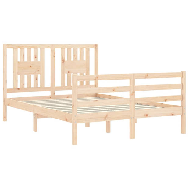 vidaXL Bedframe met hoofdbord massief hout 120x200 cm