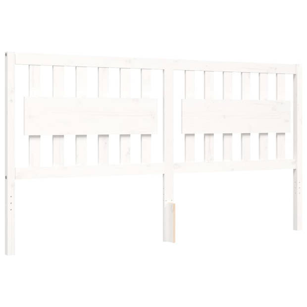 vidaXL Bedframe met hoofdbord massief hout wit