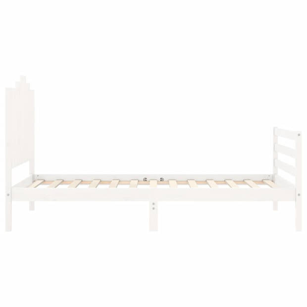 vidaXL Bedframe met hoofdbord massief hout wit 100x200 cm