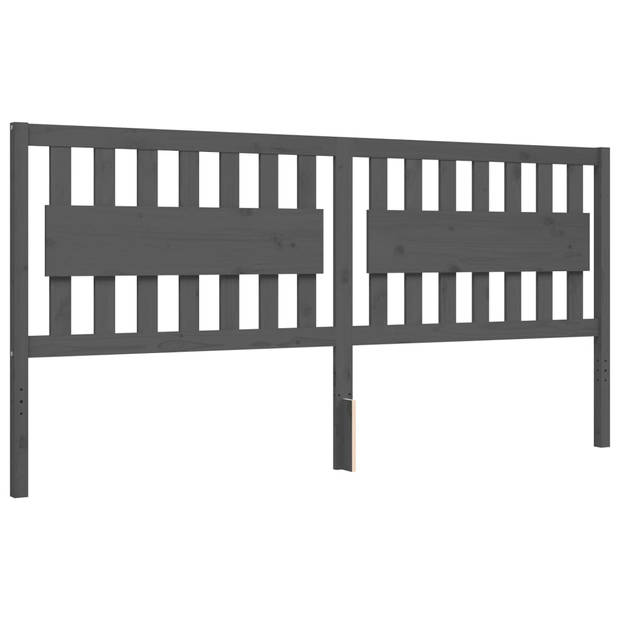 vidaXL Bedframe met hoofdbord massief hout grijs 200x200 cm