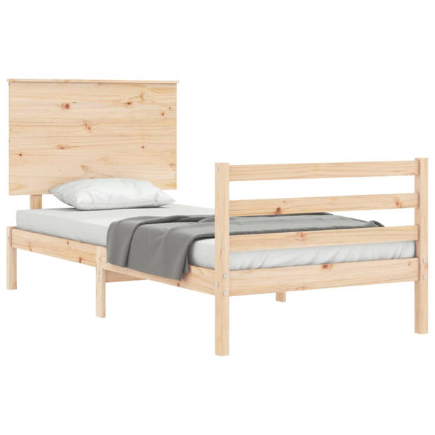 vidaXL Bedframe met hoofdbord massief hout 100x200 cm