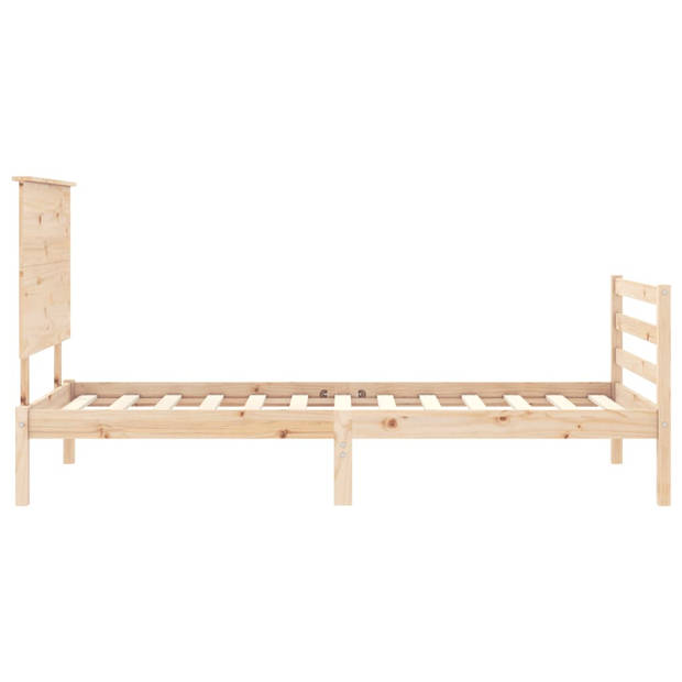 vidaXL Bedframe met hoofdbord massief hout 100x200 cm