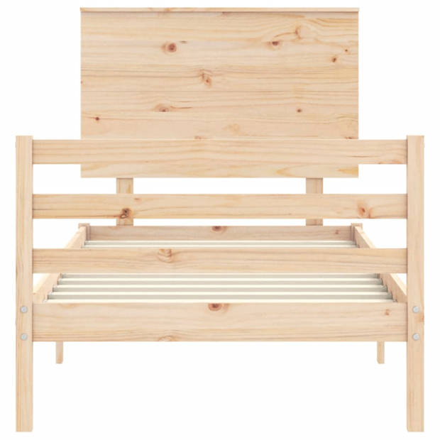 vidaXL Bedframe met hoofdbord massief hout 100x200 cm