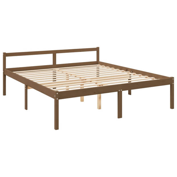 vidaXL Seniorenbed met hoofdbord massief hout honingbruin 200x200 cm