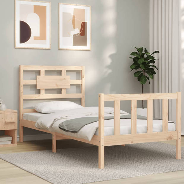 vidaXL Bedframe met hoofdbord massief hout