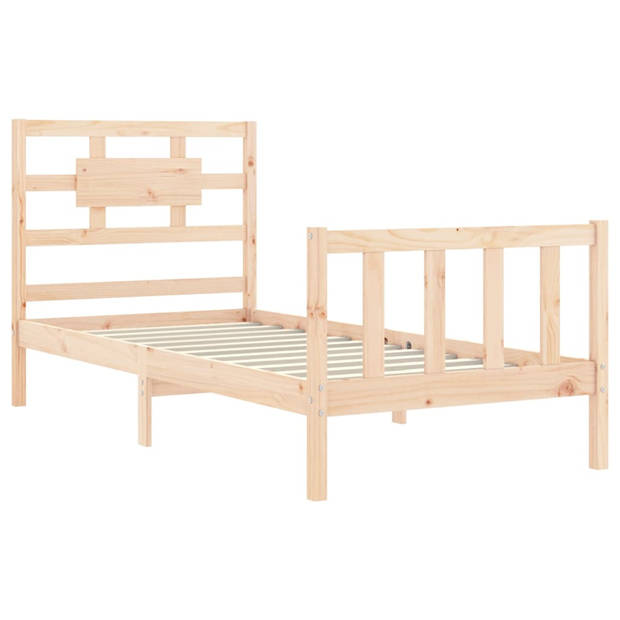 vidaXL Bedframe met hoofdbord massief hout 90x200 cm