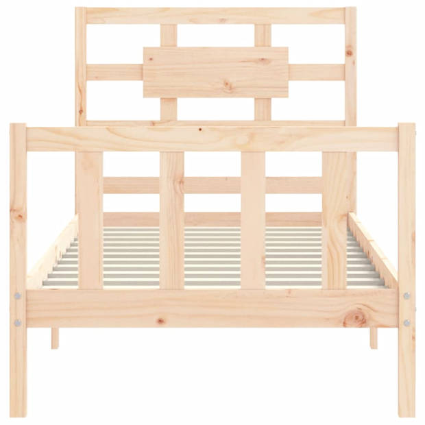 vidaXL Bedframe met hoofdbord massief hout 90x200 cm