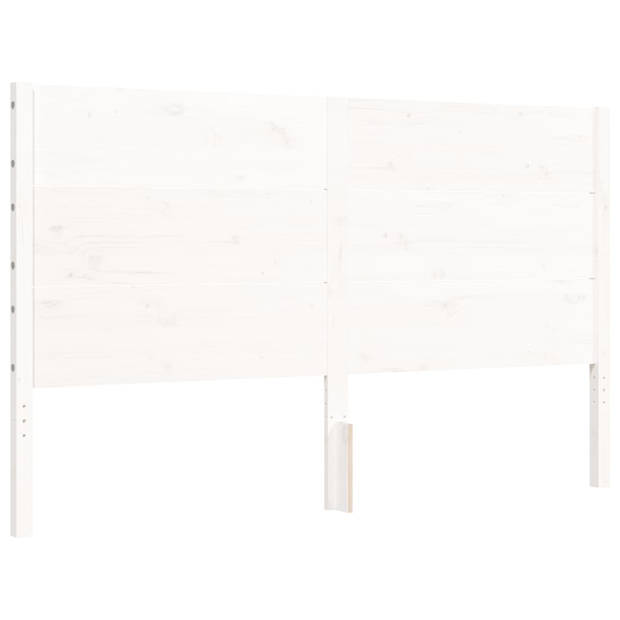 vidaXL Bedframe met hoofdbord massief hout wit