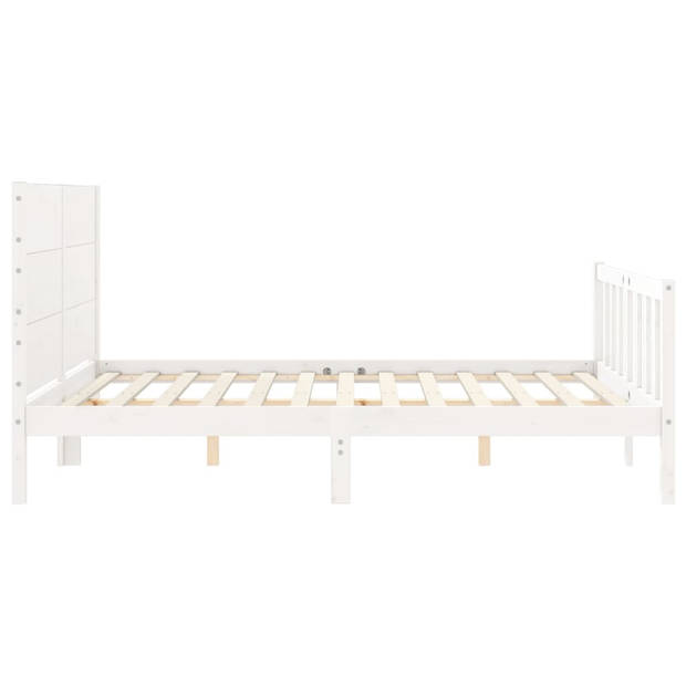 vidaXL Bedframe met hoofdbord massief hout wit