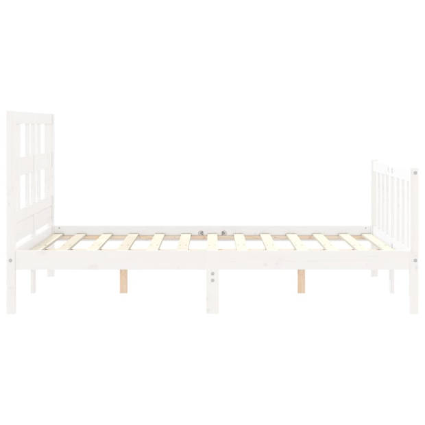 vidaXL Bedframe met hoofdbord massief hout wit