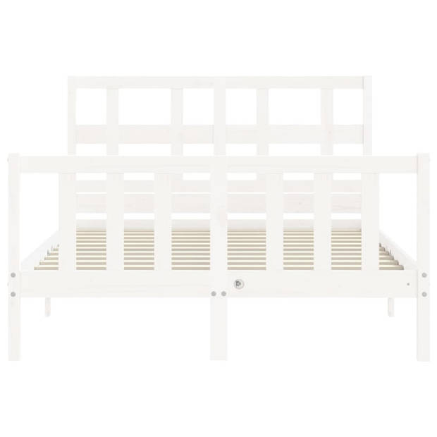 vidaXL Bedframe met hoofdbord massief hout wit