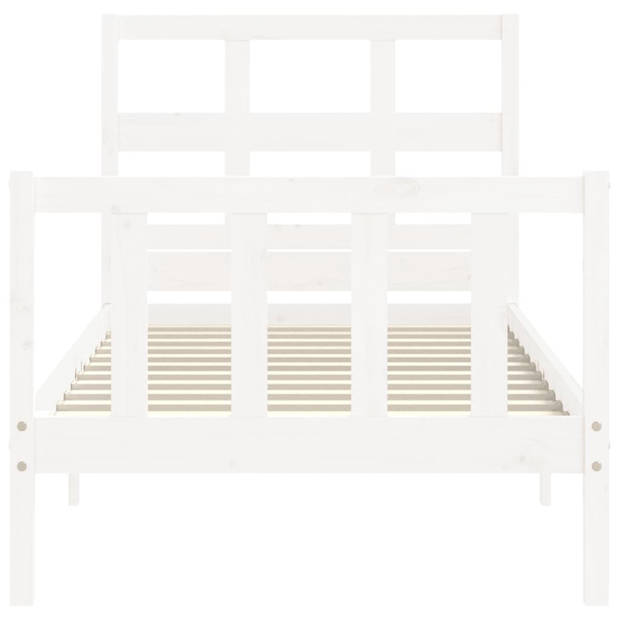 vidaXL Bedframe met hoofdbord massief hout wit