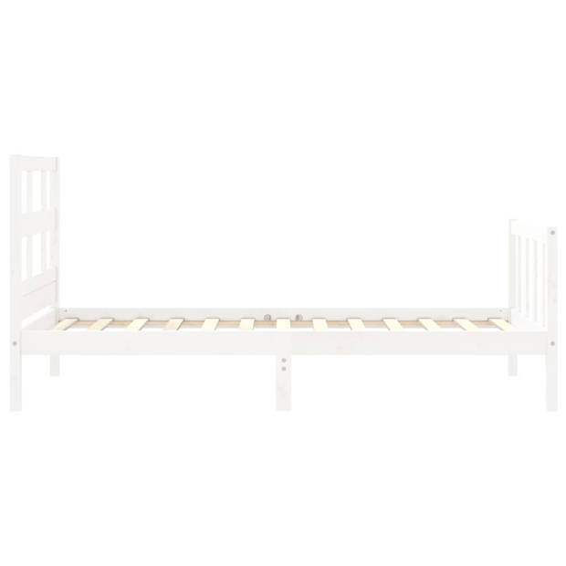 vidaXL Bedframe met hoofdbord massief hout wit