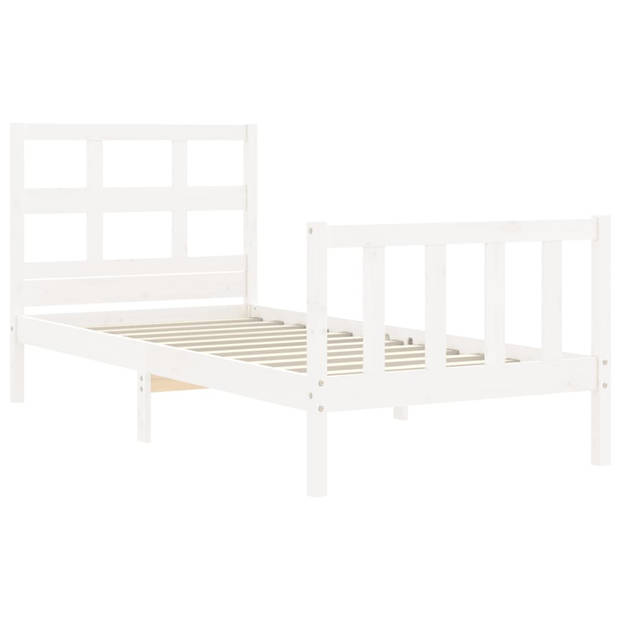 vidaXL Bedframe met hoofdbord massief hout wit