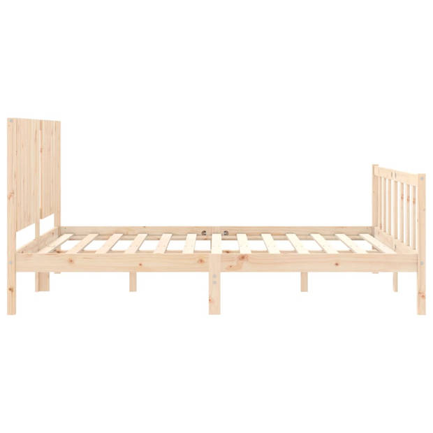 vidaXL Bedframe met hoofdbord massief hout 160x200 cm