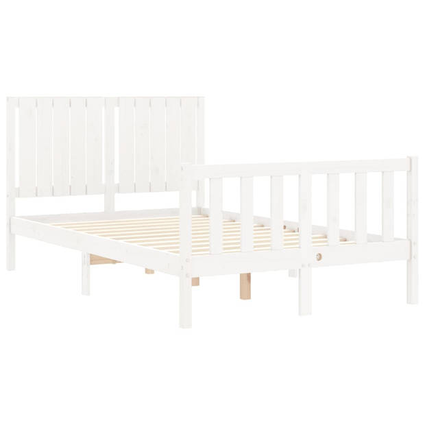 vidaXL Bedframe met hoofdbord massief hout wit 120x200 cm