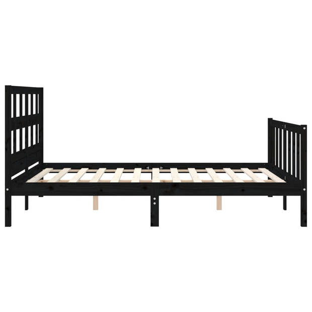 vidaXL Bedframe met hoofdbord massief hout zwart