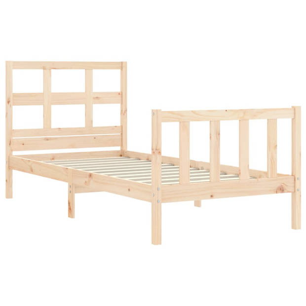 vidaXL Bedframe met hoofdbord massief hout 90x200 cm