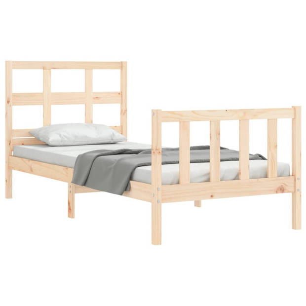 vidaXL Bedframe met hoofdbord massief hout 90x200 cm