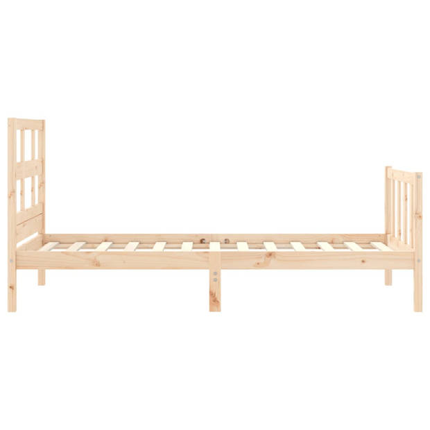 vidaXL Bedframe met hoofdbord massief hout 90x200 cm