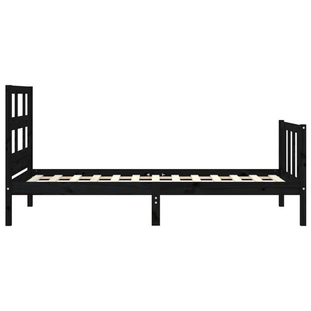 vidaXL Bedframe met hoofdbord massief hout zwart