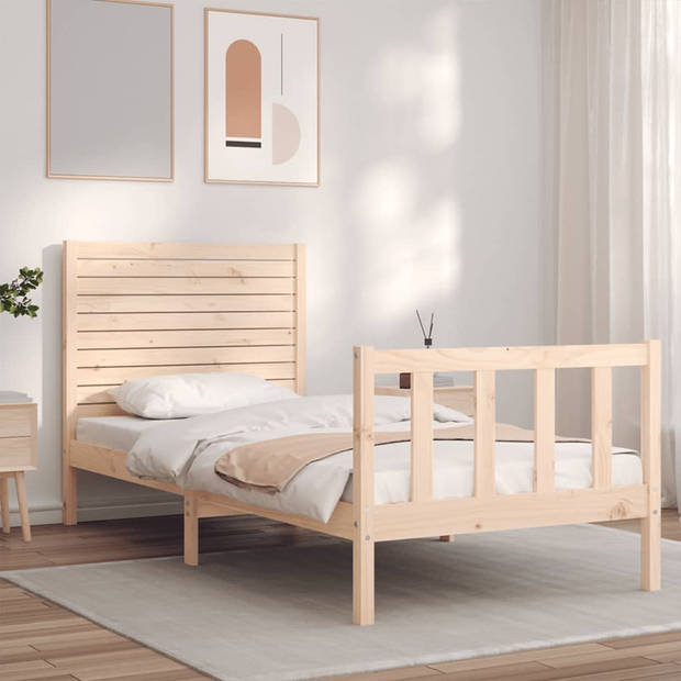 vidaXL Bedframe met hoofdbord massief hout