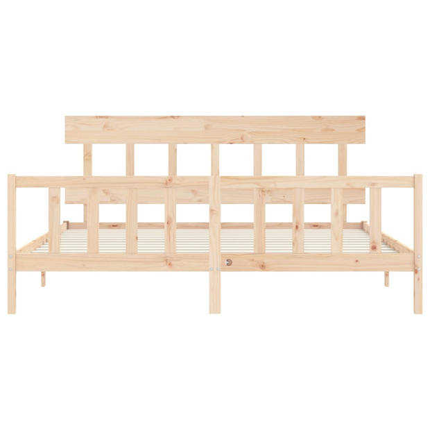 vidaXL Bedframe met hoofdbord massief hout 200x200 cm