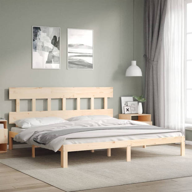 vidaXL Bedframe met hoofdbord massief hout