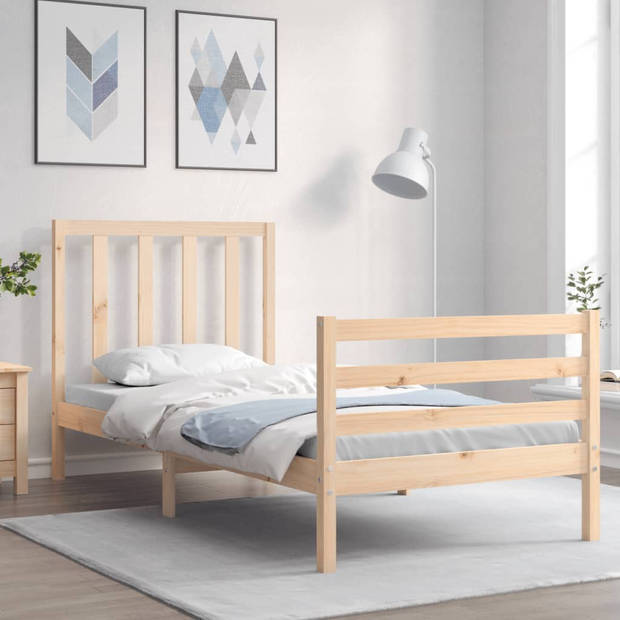 vidaXL Bedframe met hoofdbord massief hout