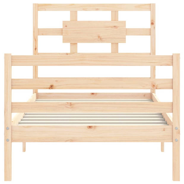 vidaXL Bedframe met hoofdbord massief hout 90x200 cm