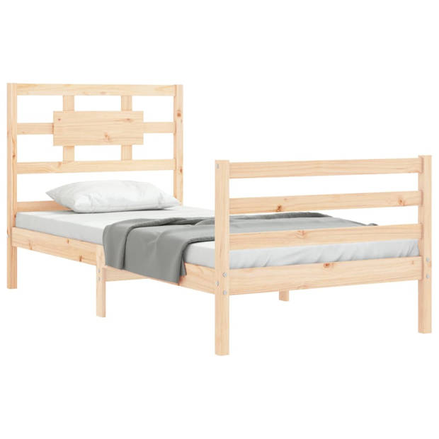 vidaXL Bedframe met hoofdbord massief hout