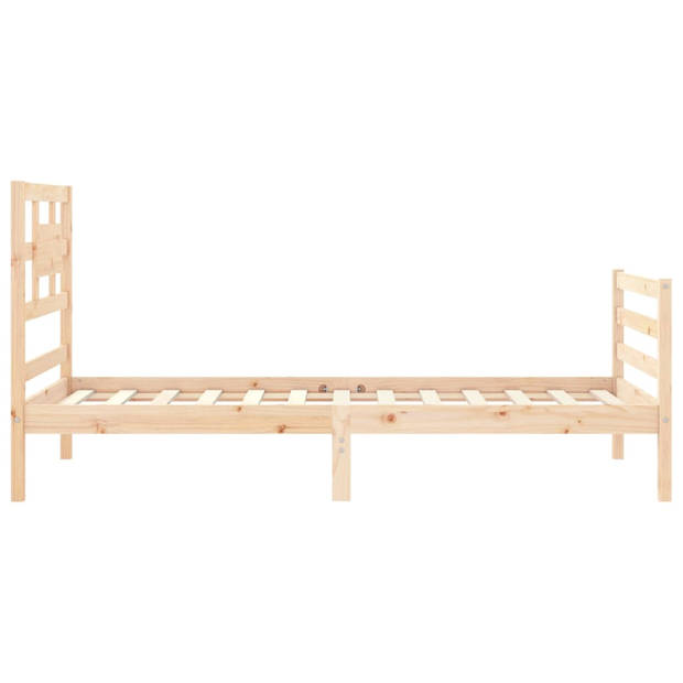 vidaXL Bedframe met hoofdbord massief hout 90x200 cm