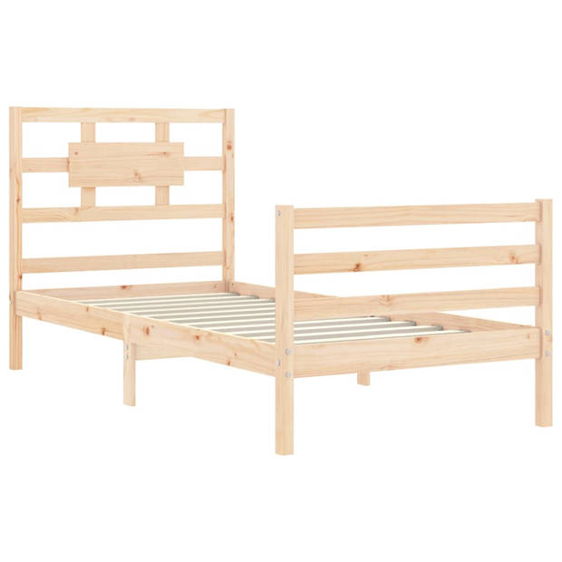 vidaXL Bedframe met hoofdbord massief hout 100x200 cm