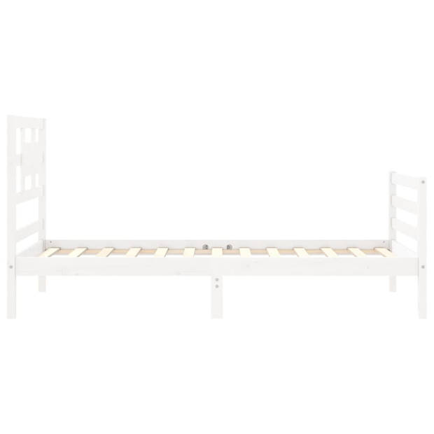 vidaXL Bedframe met hoofdbord massief hout wit 100x200 cm