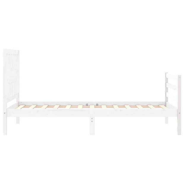 vidaXL Bedframe met hoofdbord massief hout wit