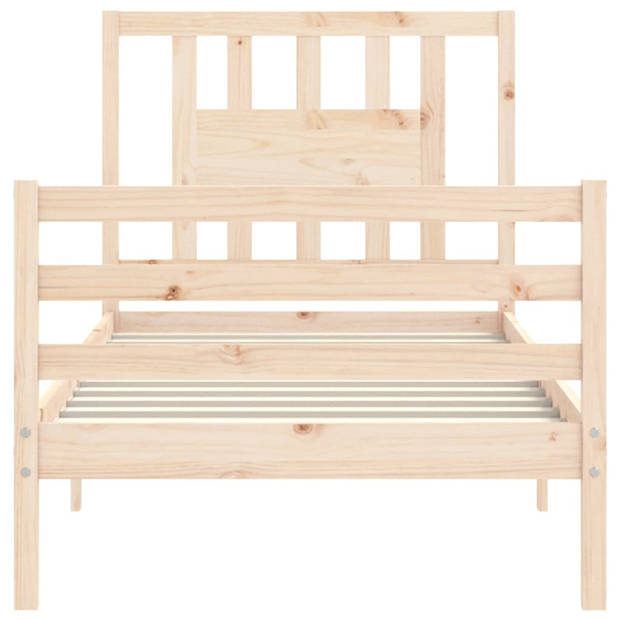 vidaXL Bedframe met hoofdbord massief hout 100x200 cm