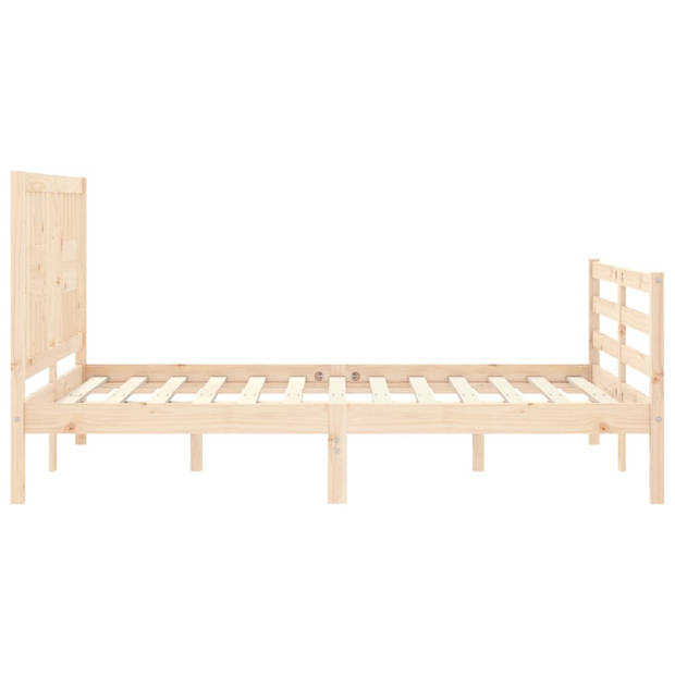 vidaXL Bedframe met hoofdbord massief hout 100x200 cm