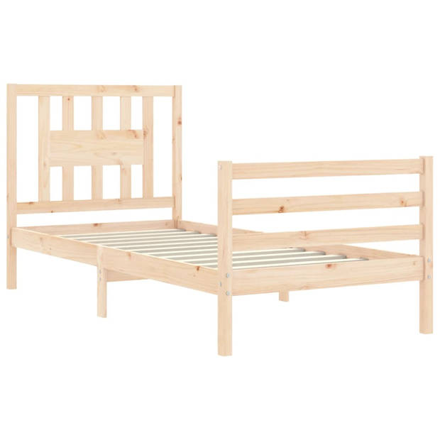 vidaXL Bedframe met hoofdbord massief hout 90x200 cm