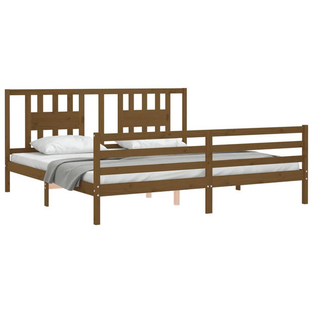 vidaXL Bedframe met hoofdbord massief hout honingbruin 200x200 cm