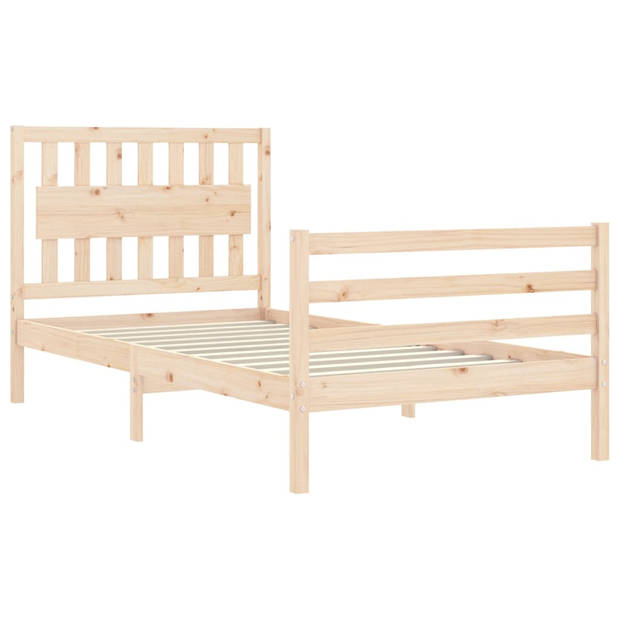 vidaXL Bedframe met hoofdbord massief hout 100x200 cm