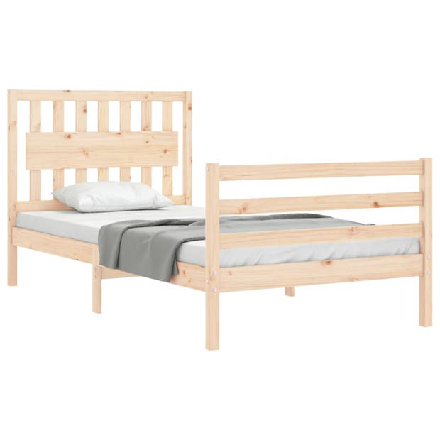 vidaXL Bedframe met hoofdbord massief hout 100x200 cm