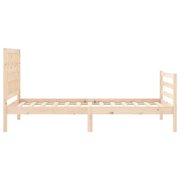 vidaXL Bedframe met hoofdbord massief hout 100x200 cm