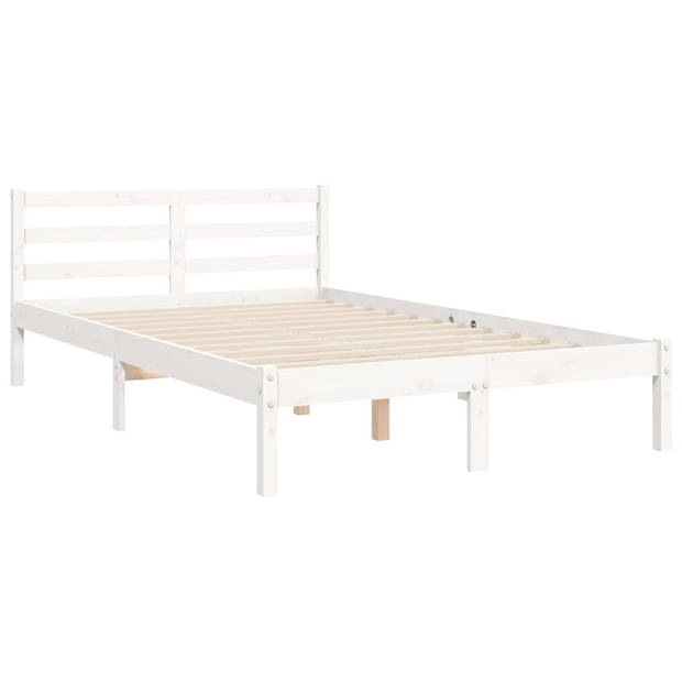 vidaXL Bedframe met hoofdbord massief hout wit