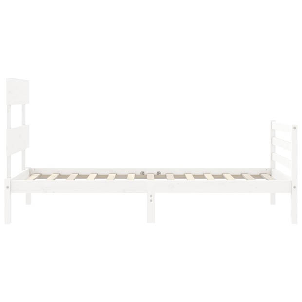 vidaXL Bedframe met hoofdbord massief hout wit