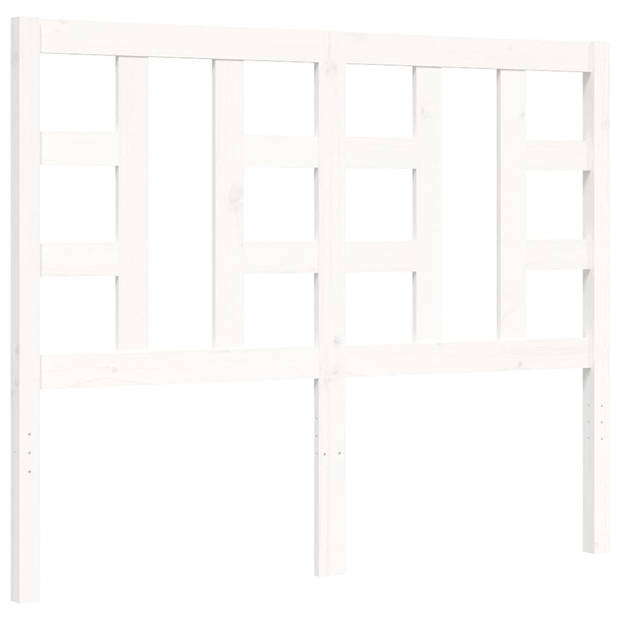 vidaXL Bedframe met hoofdbord massief hout wit